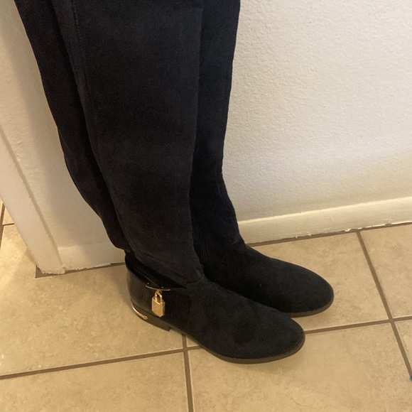 Navy blue over the knee boots - Picture 3 of 9